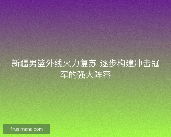 新疆男篮外线火力复苏 逐步构建冲击冠军的强大阵容